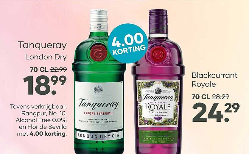 Tanqueray London Dry 70 CL 4.00 KORTING