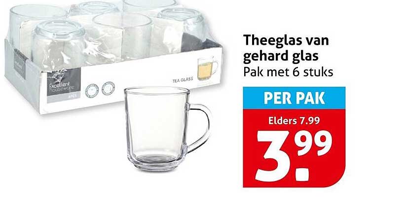 Theeglas van gehard glas Pak met 6 stuks