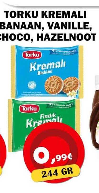 TORKU KREMALI BANAAN, VANILLE, CHOCO, HAZELNOOT