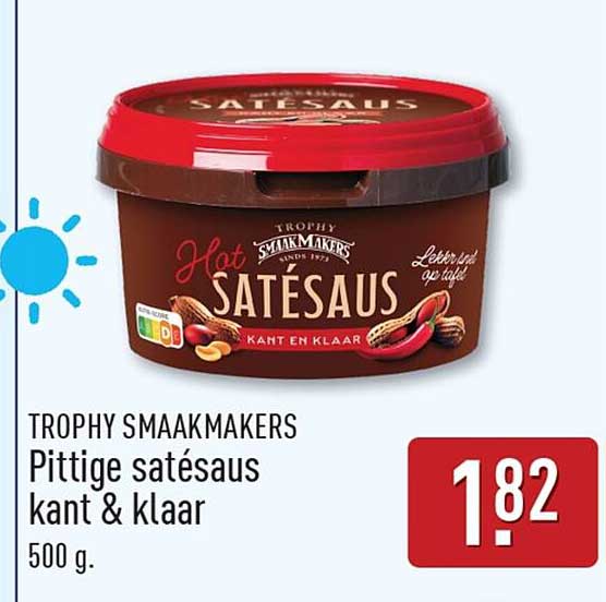 TROPHY SMAAKMAKERS Pittige satésaus kant & klaar 500 g.
