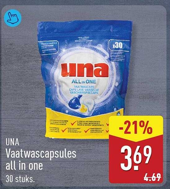 UNA Vaatwascapsules all in one 30 stuks -21%