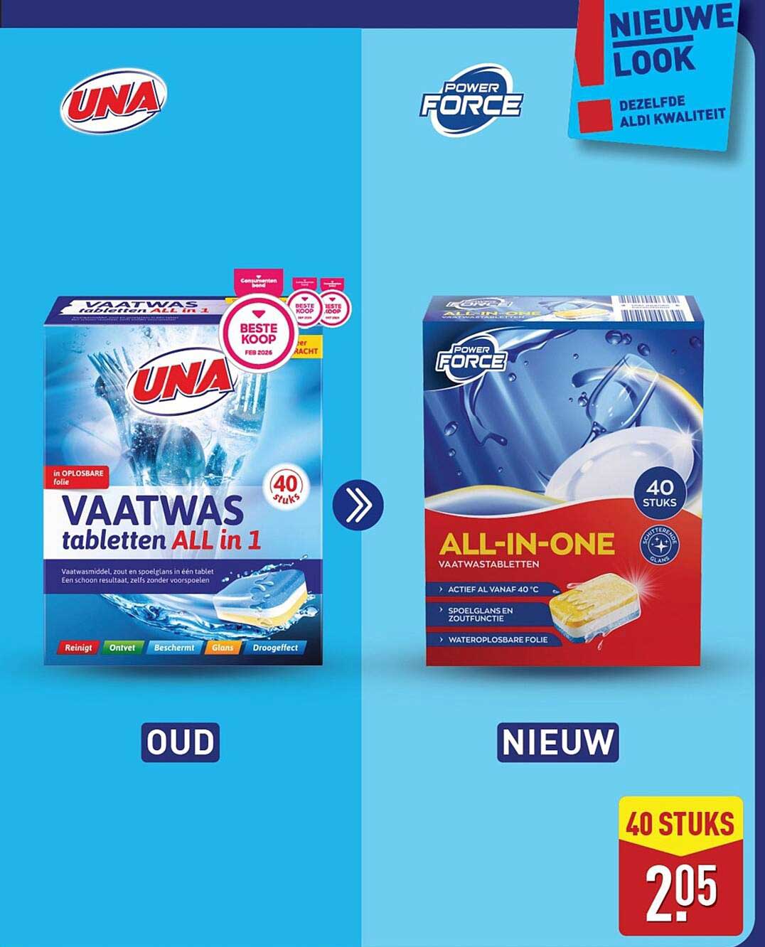 UNA vaatwastabletten ALL in 1 40 stuks