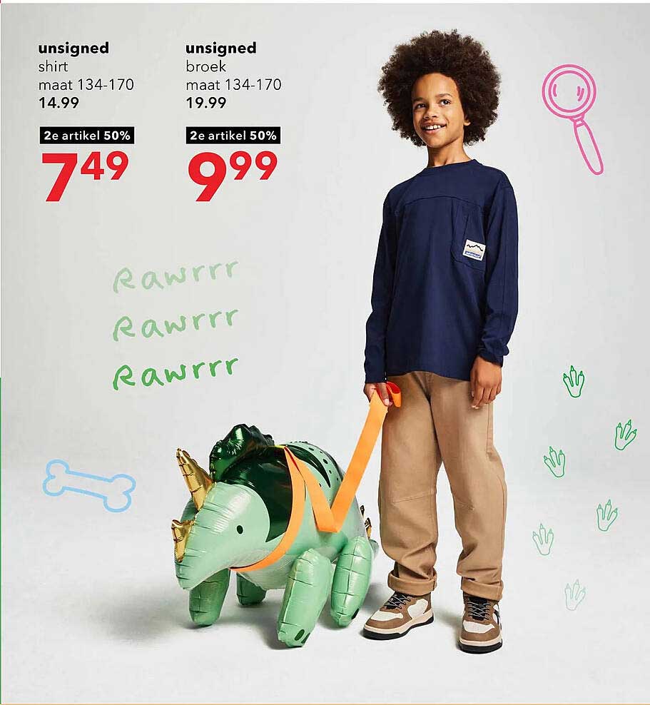 unsigned shirt maat 134-170 2e artikel 50%