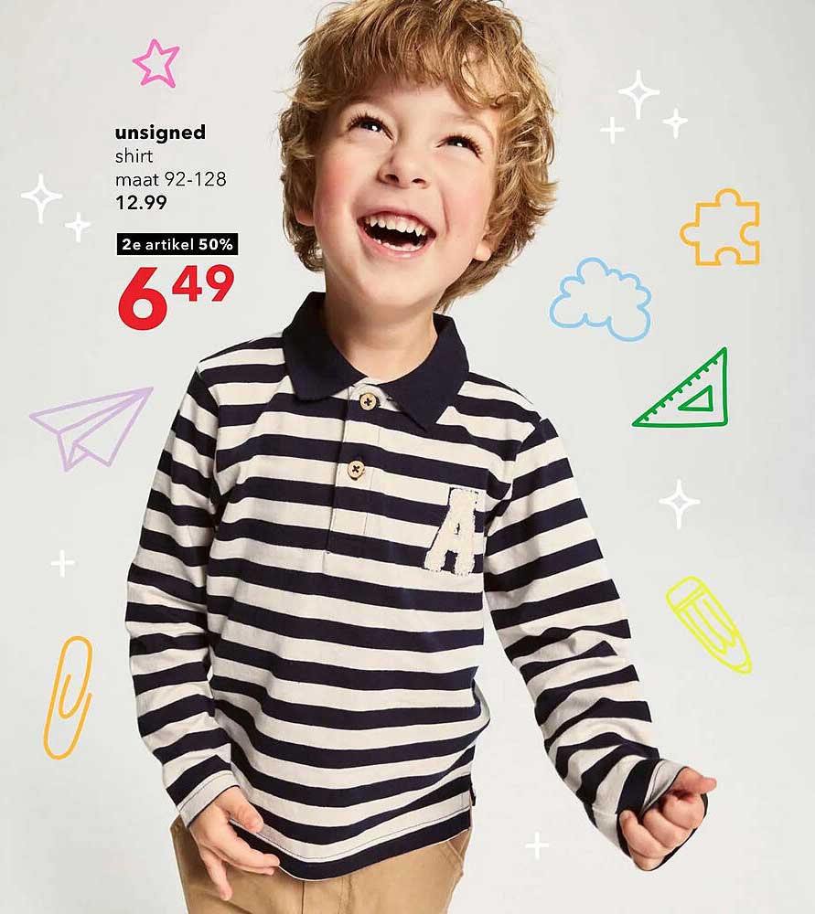 unsigned shirt maat 92-128 2e artikel 50%