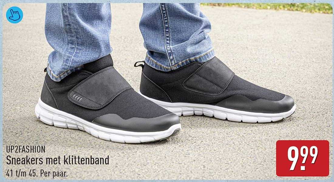 UP2FASHION Sneakers met klittenband 41 t/m 45. Per paar.