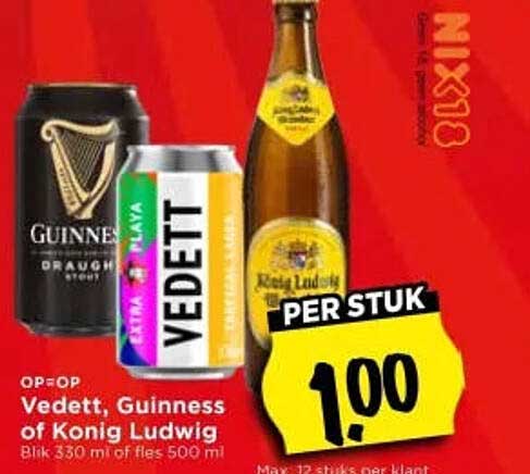 Vedett, Guinness of Konig Ludwig PER STUK
