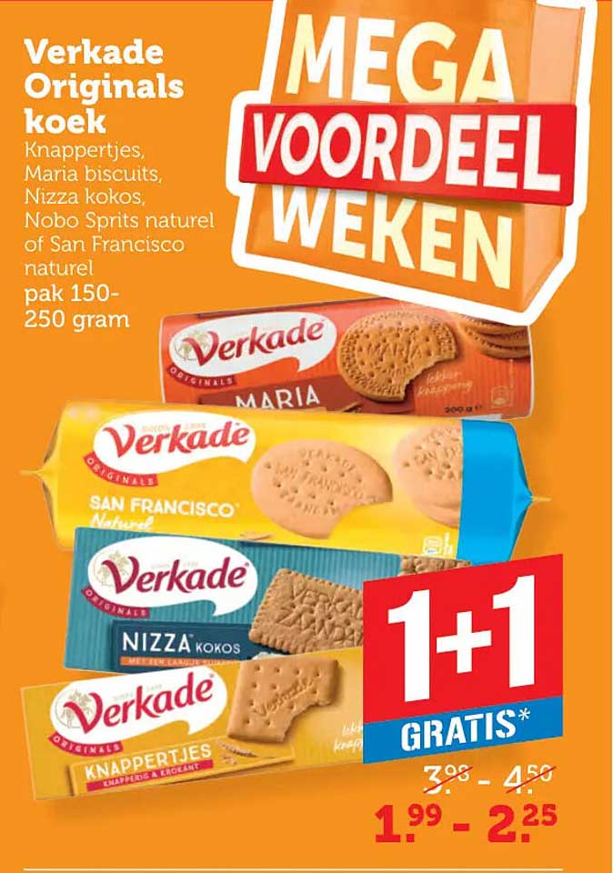 Verkade Originals koek 1+1 gratis