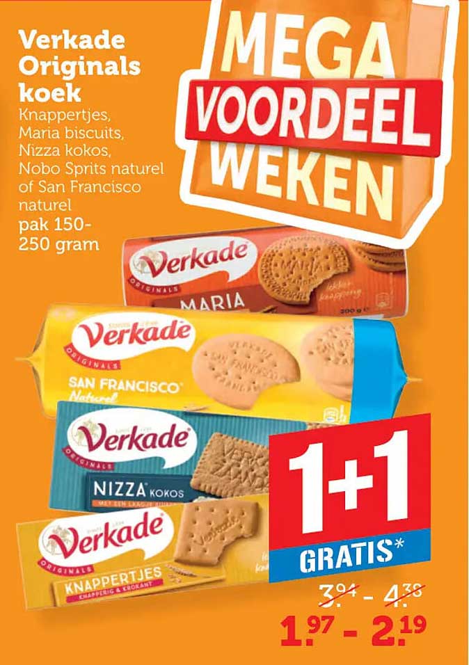 Verkade Originals koek 1+1 gratis