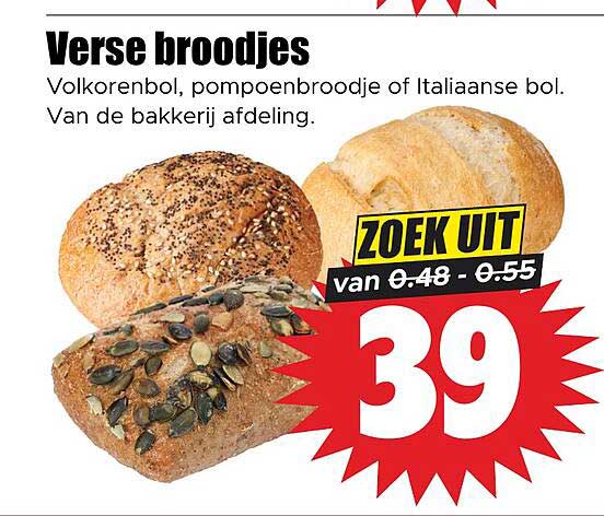 Verse broodjes volkorenbol, pompoenbroodje of Italiaanse bol. Van de bakkerij afdeling. ZOEK UIT