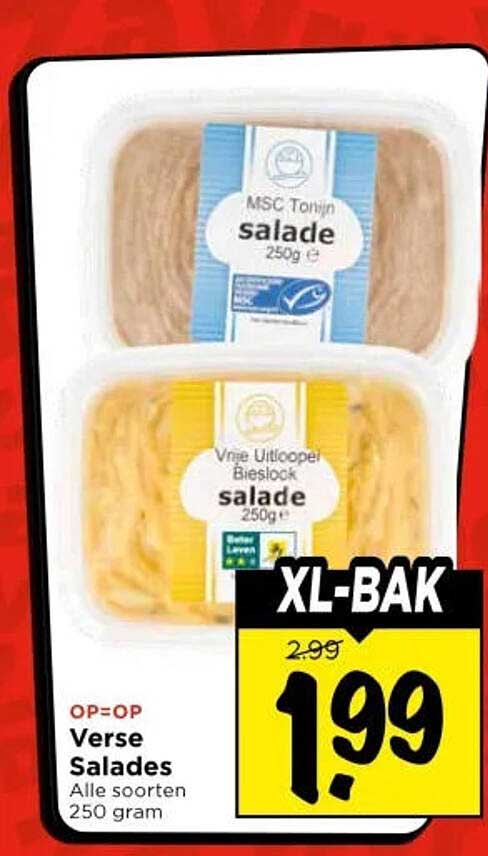 Verse Salades Alle soorten 250 gram XL-BAK