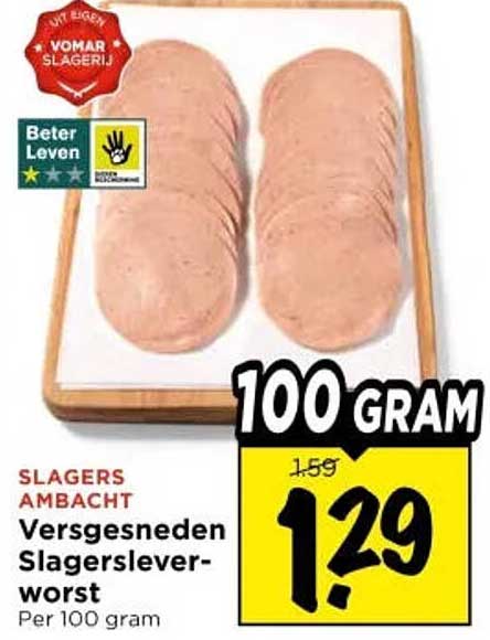 Versgesneden Slagersleverworst 100 gram