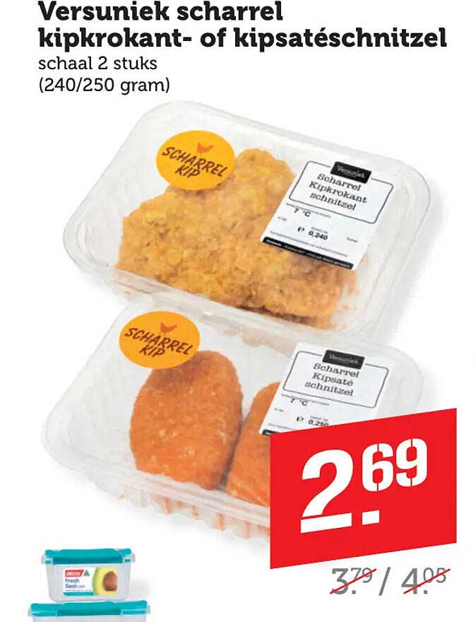 Versuni k scharrel kipkrokant- of kipsaté schnitzel schaal 2 stuks (240/250 gram)