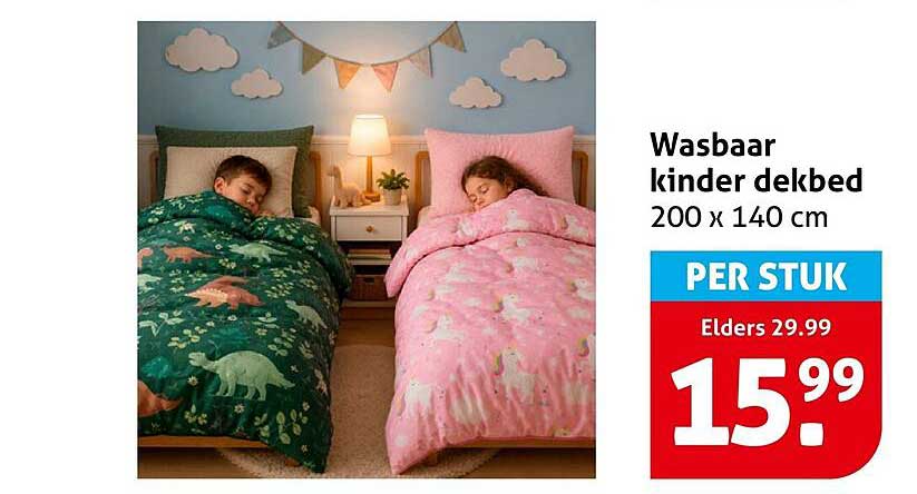 Wasbaar kinder dekbed 200 x 140 cm PER STUK