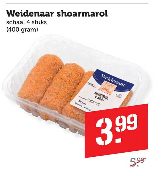 Weidenaar shoarmarol schaal 4 stuks (400 gram)