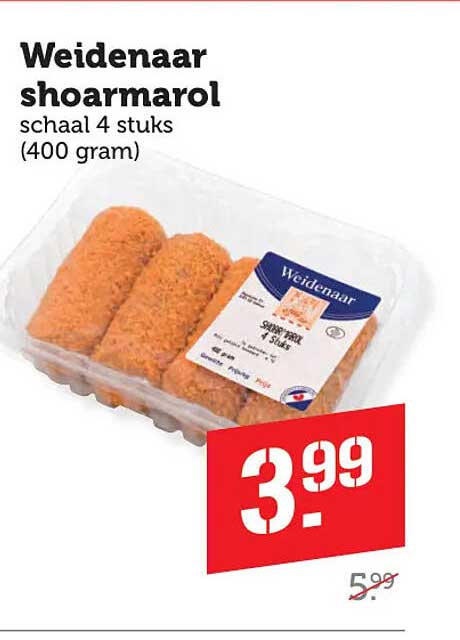 Weidenaar shoarmarol schaal 4 stuks (400 gram)