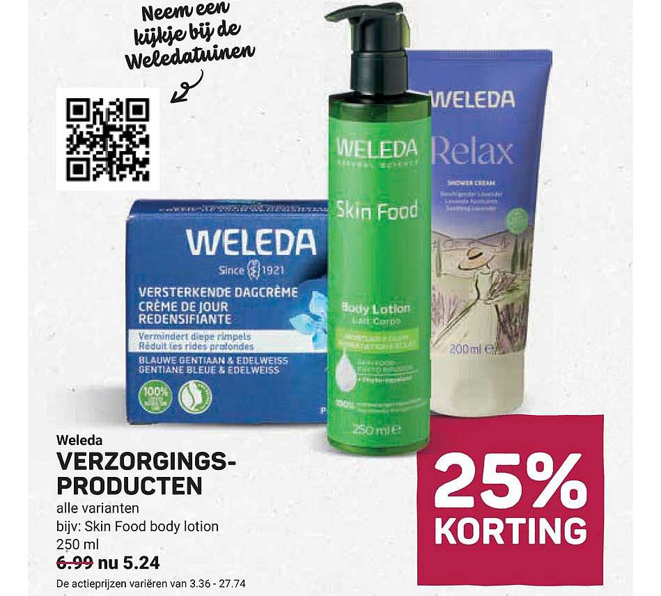 Weleda verzorgingsproducten 25% korting