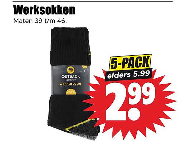Werksokken 5-pack elders 5.99