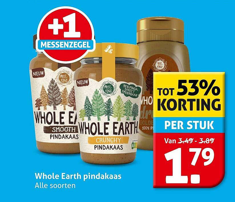 Whole Earth pindakaas Alle soorten +1 MESSENZEGEL