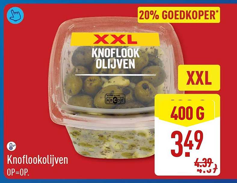 XXL KNOFLOOK OLIJVEN 20% GOEDKOPER*
