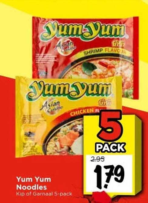 Yum Yum Noodles Kip of Garnaal 5 pack