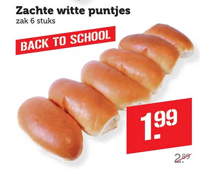 Zachte witte puntjes zak 6 stuks BACK TO SCHOOL