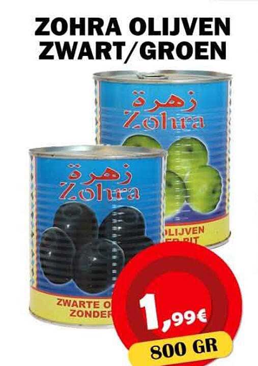 ZOHRA OLIJVEN ZWART/GROEN