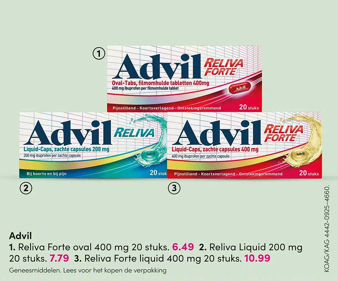 1. Reliva Forte oval 400 mg 20 stuks