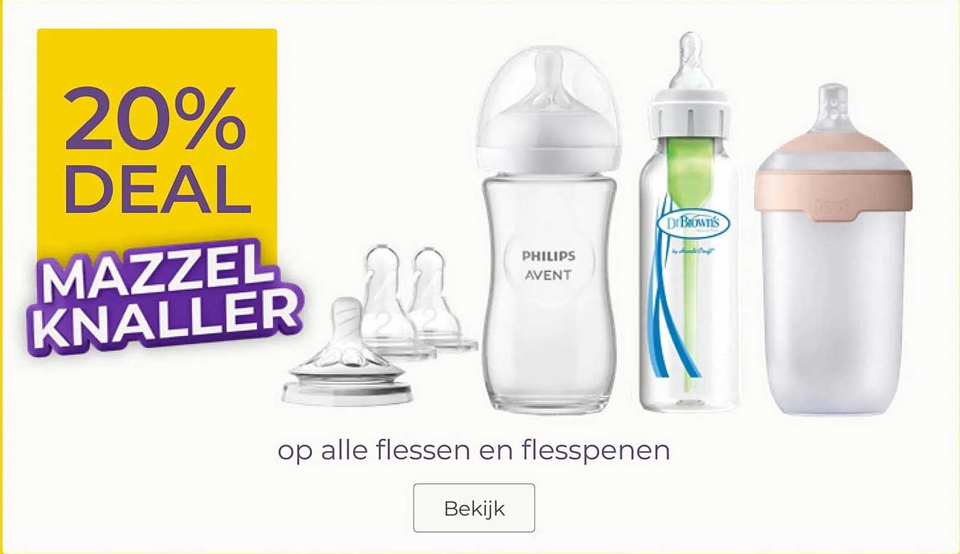 20% DEAL MAZZEL KNALLER op alle flessen en flesspenen