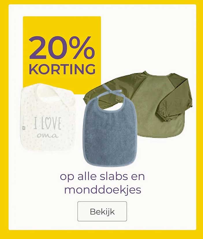20% KORTING op alle slabs en monddoekjes
