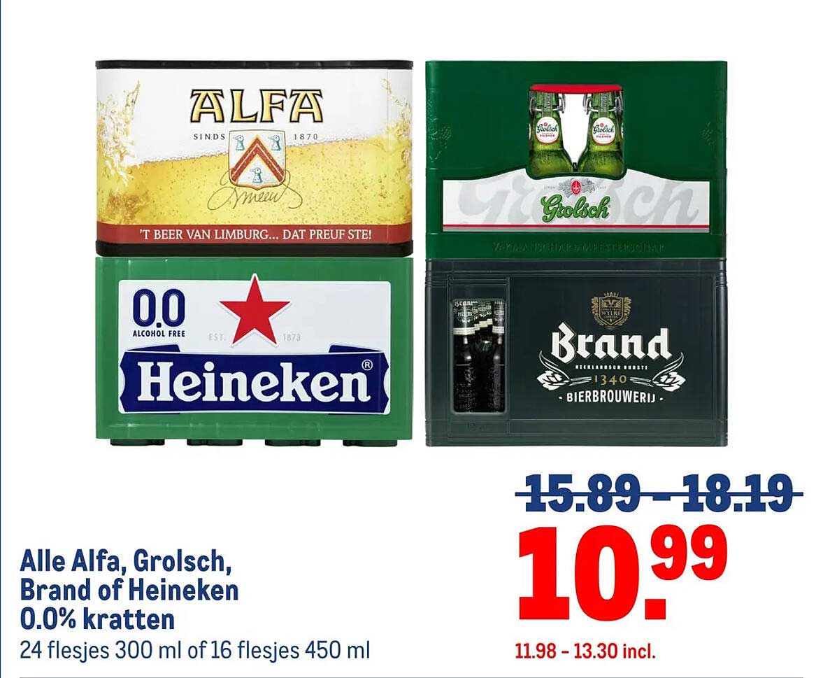 Alle Alfa, Grolsch, Brand of Heineken 0.0% kratten