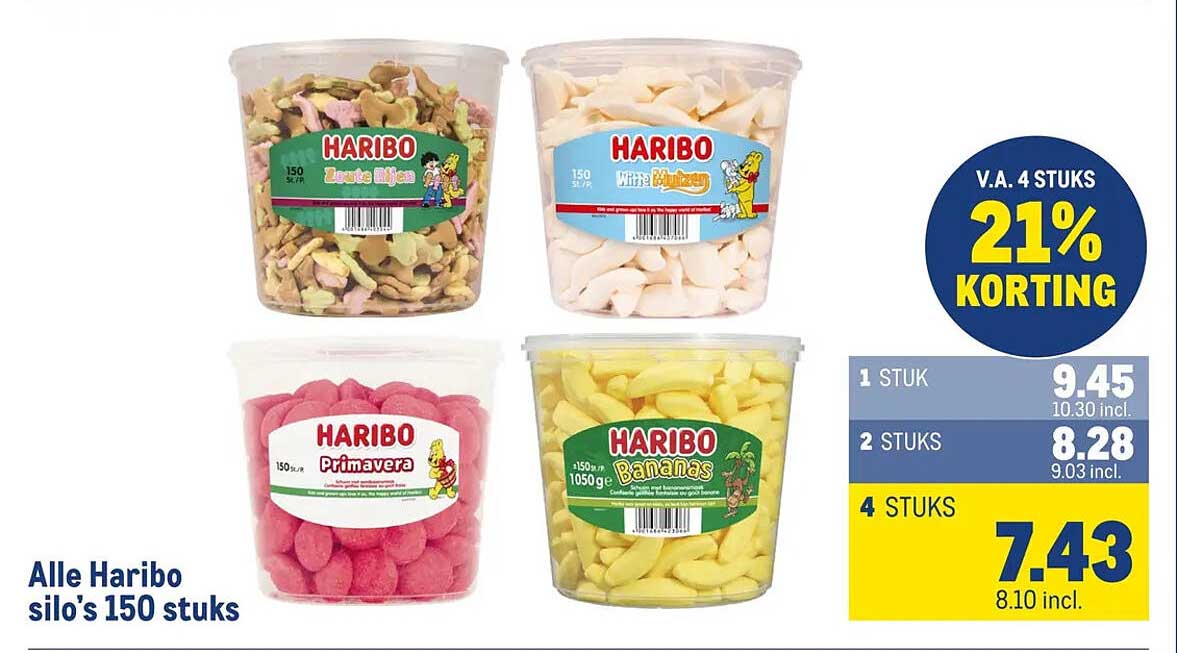 Alle Haribo silo’s 150 stuks