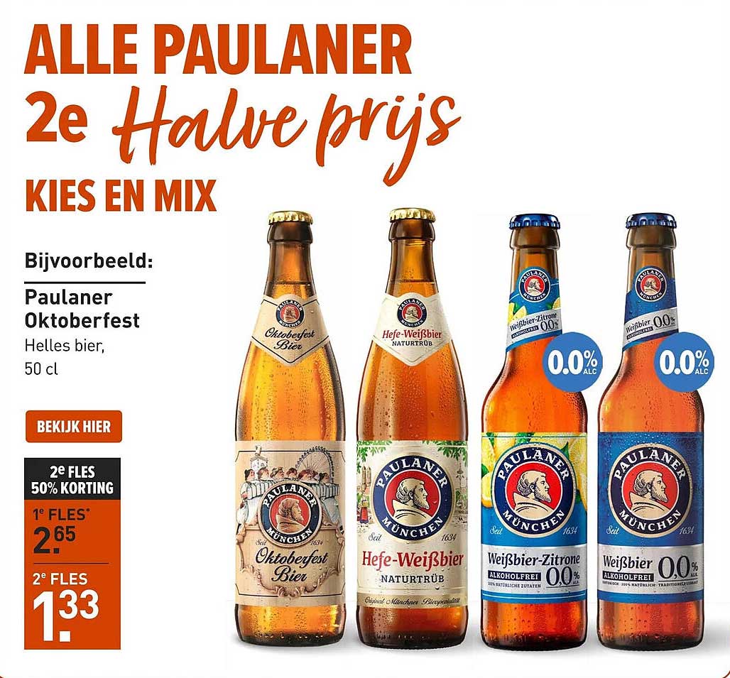 ALLE PAULANER 2e halve prijs KIES EN MIX