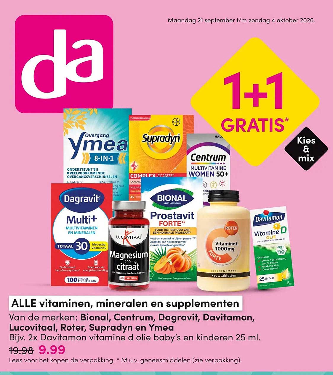 ALLE vitaminen, mineralen en supplementen 1+1 GRATIS*