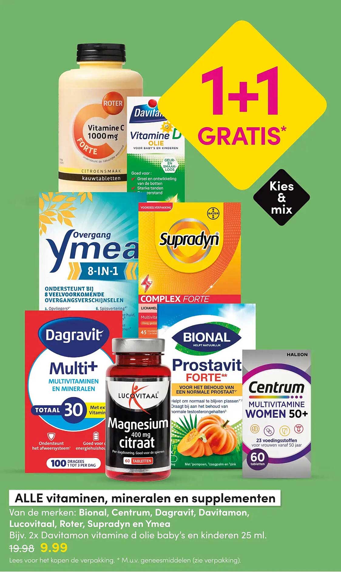 ALLE vitaminen, mineralen en supplementen 1+1 gratis