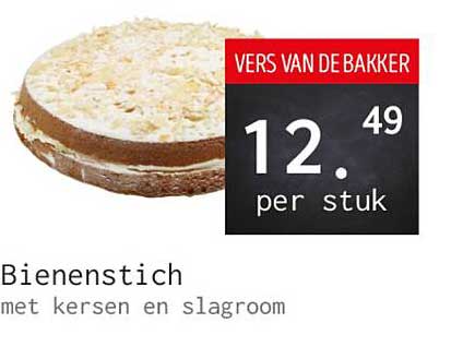 Bienenstich met kersen en slagroom