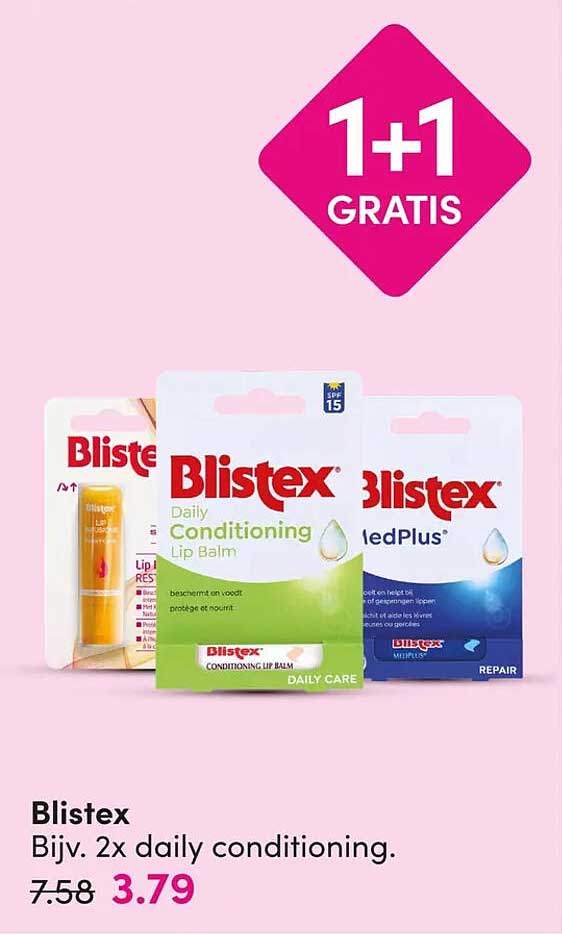 Blistex Bijv. 2x daily conditioning. 1+1 GRATIS