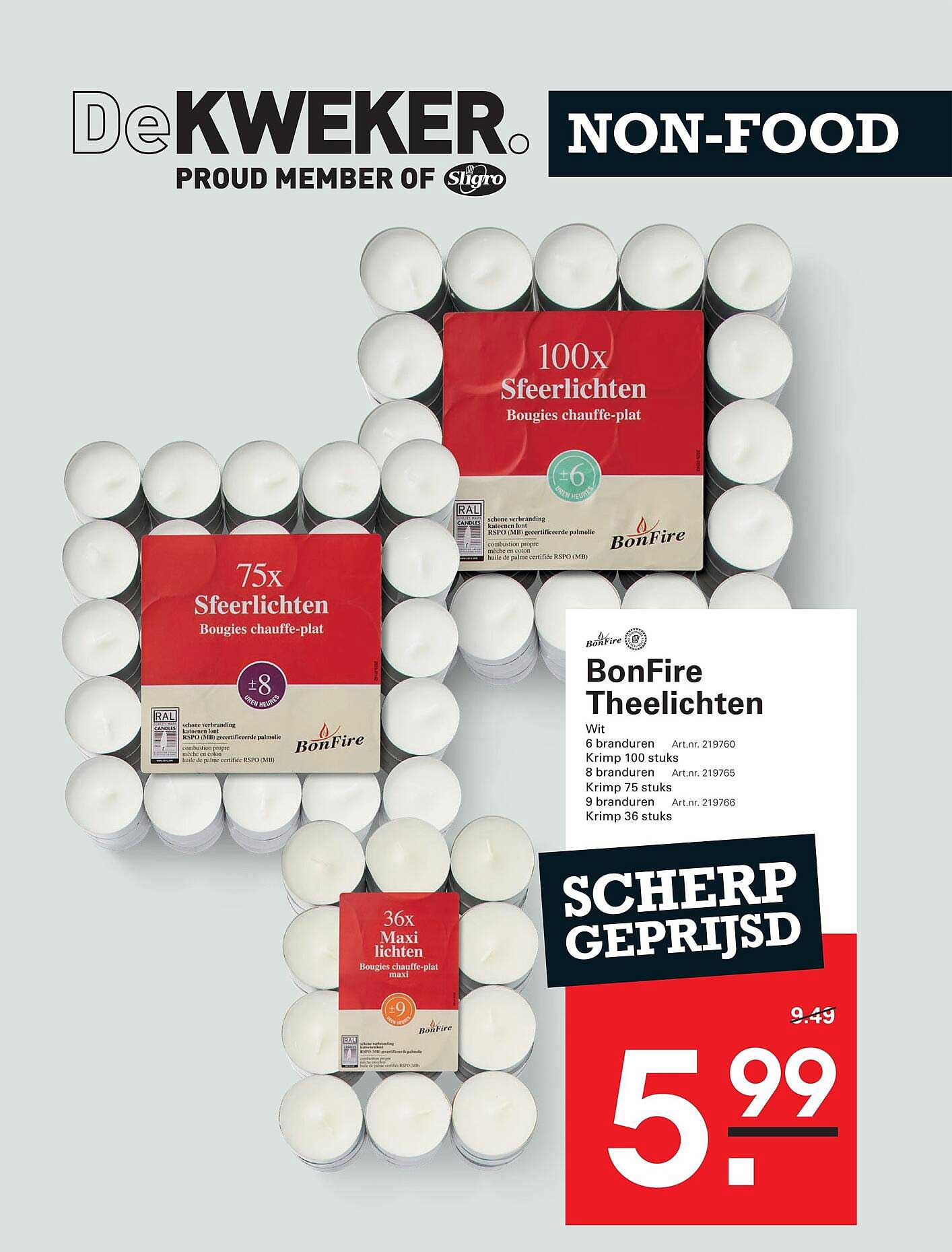 BonFire Theelichten Wit 6 branduren Krimp 100 stuks 8 branduren Krimp 75 stuks 9 branduren Krimp 36 stuks