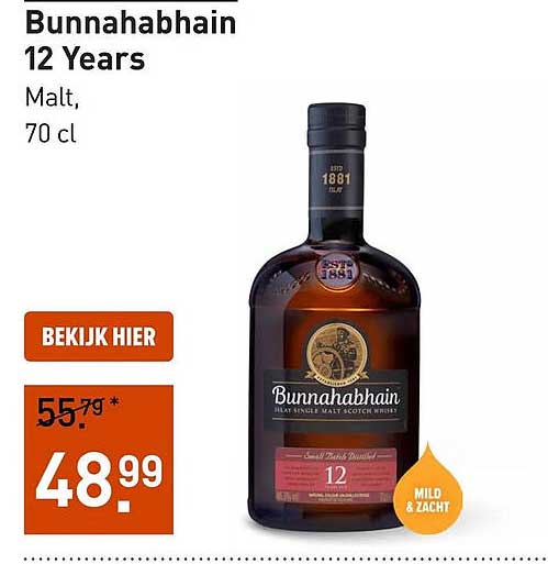 Bunnahabhain 12 Years Malt, 70 cl