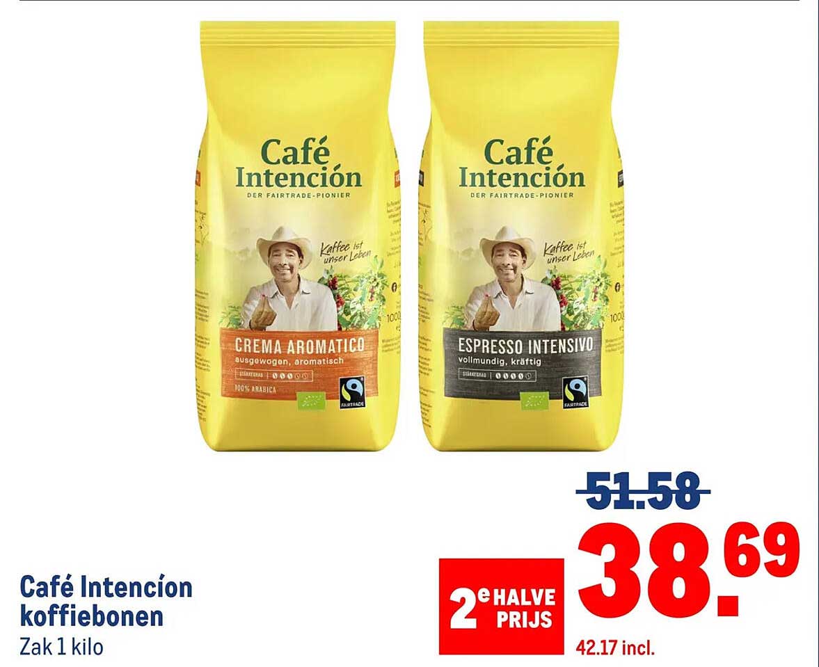 Café Intención koffiebonen Zak 1 kilo 2e halve prijs