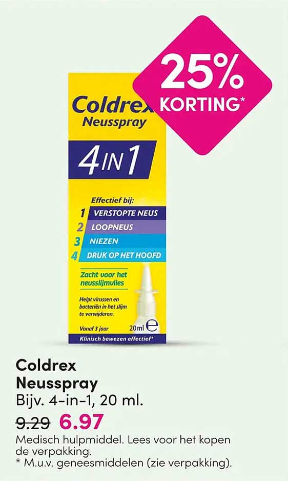 Coldrex Neusspray Bijv. 4-in-1, 20 ml. 25% KORTING*