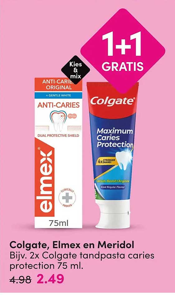 Colgate, Elmex en Meridol 1+1 GRATIS