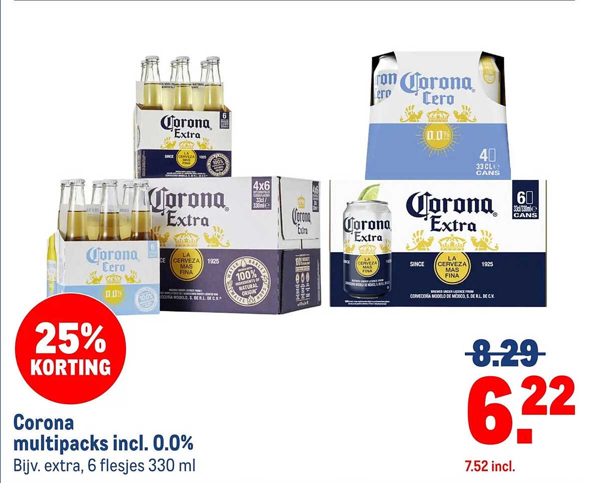 Corona multipacks incl. 0.0%