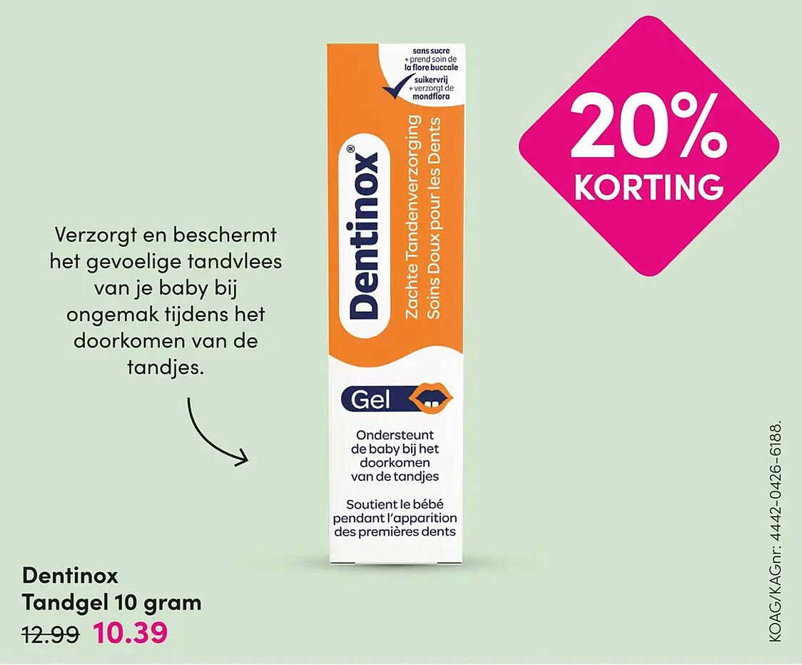Dentinox Tandgel 10 gram 20% KORTING