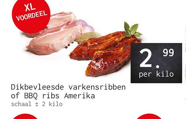 Dikbevleesde varkensribben of BBQ ribs Amerika