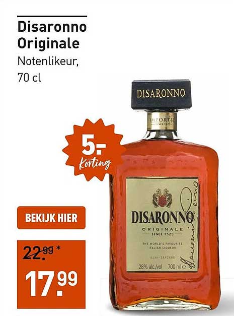 Disaronno Originale Notenlikeur, 70 cl 5= korting