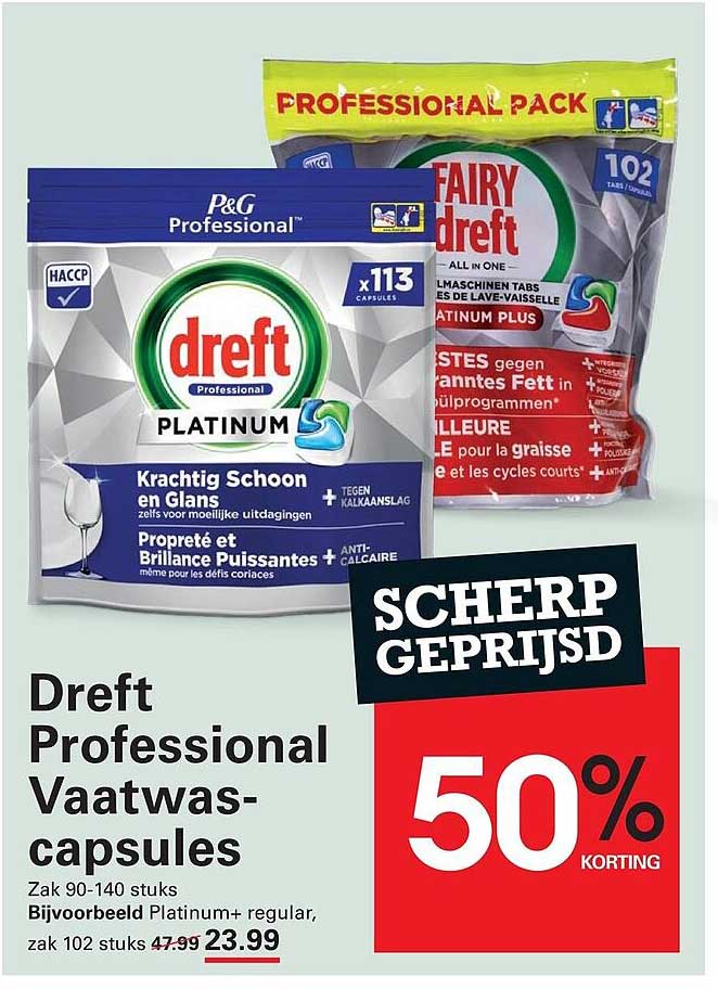 Dreft Professional Vaatwascapsules SCHERP GEPRIJSD 50% KORTING