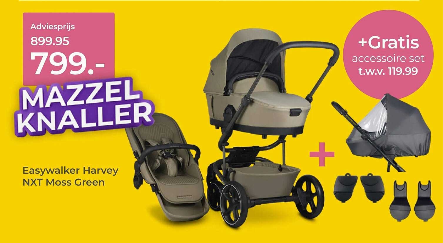 Easywalker Harvey NXT Moss Green +Gratis accessoire set t.w.v. 119.99