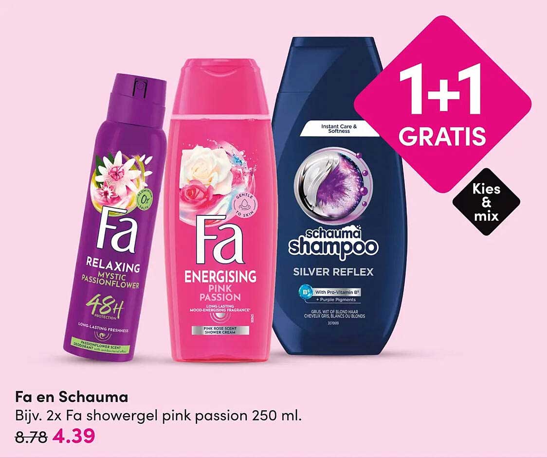 Fa en Schauma Bjjv. 2x Fa showergel pink passion 250 ml. 1+1 gratis