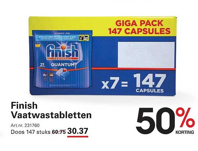Finish Vaatwastabletten 50% korting