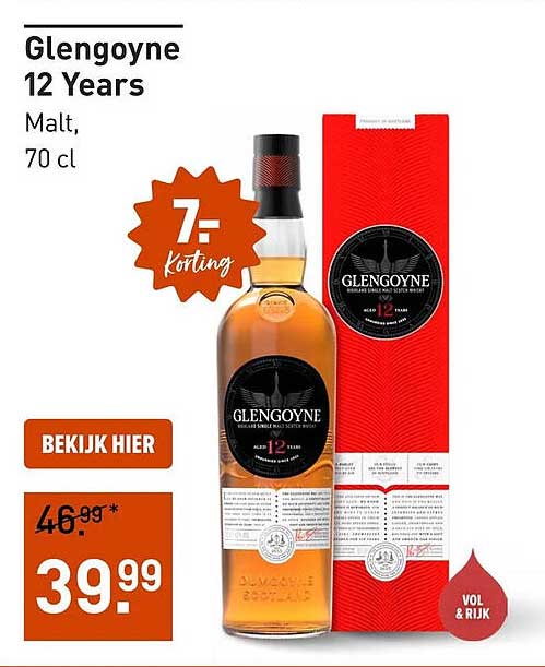 Glengoyne 12 Years Malt, 70 cl 7,- korting